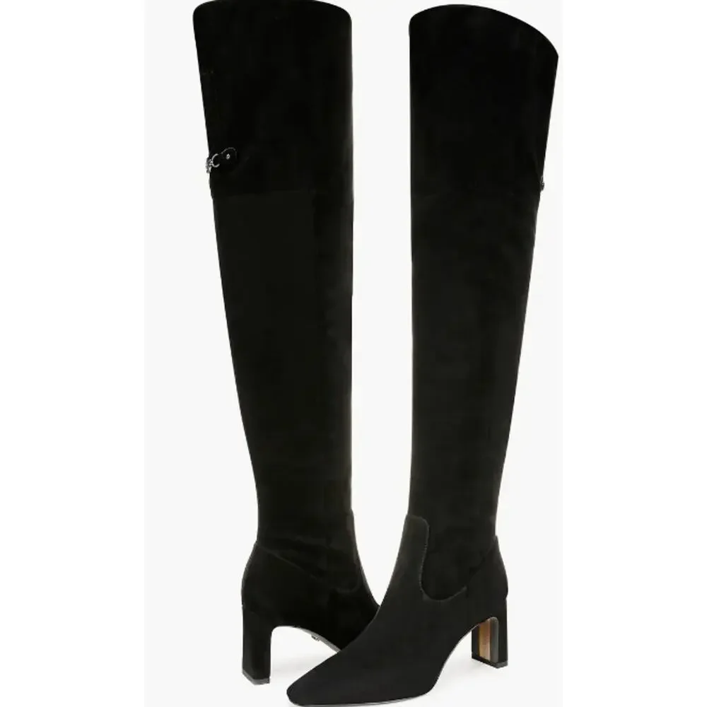 Sam Edelman Shea Over-the-Knee Boots Black Suede Womens 8M Wide Calf New $250
